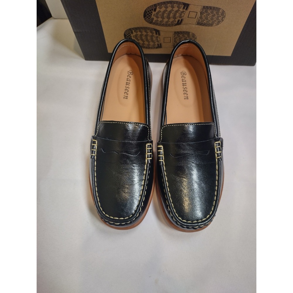 women's Black Penny Loafers Slip On Shoes Art 2214 Size 9 US